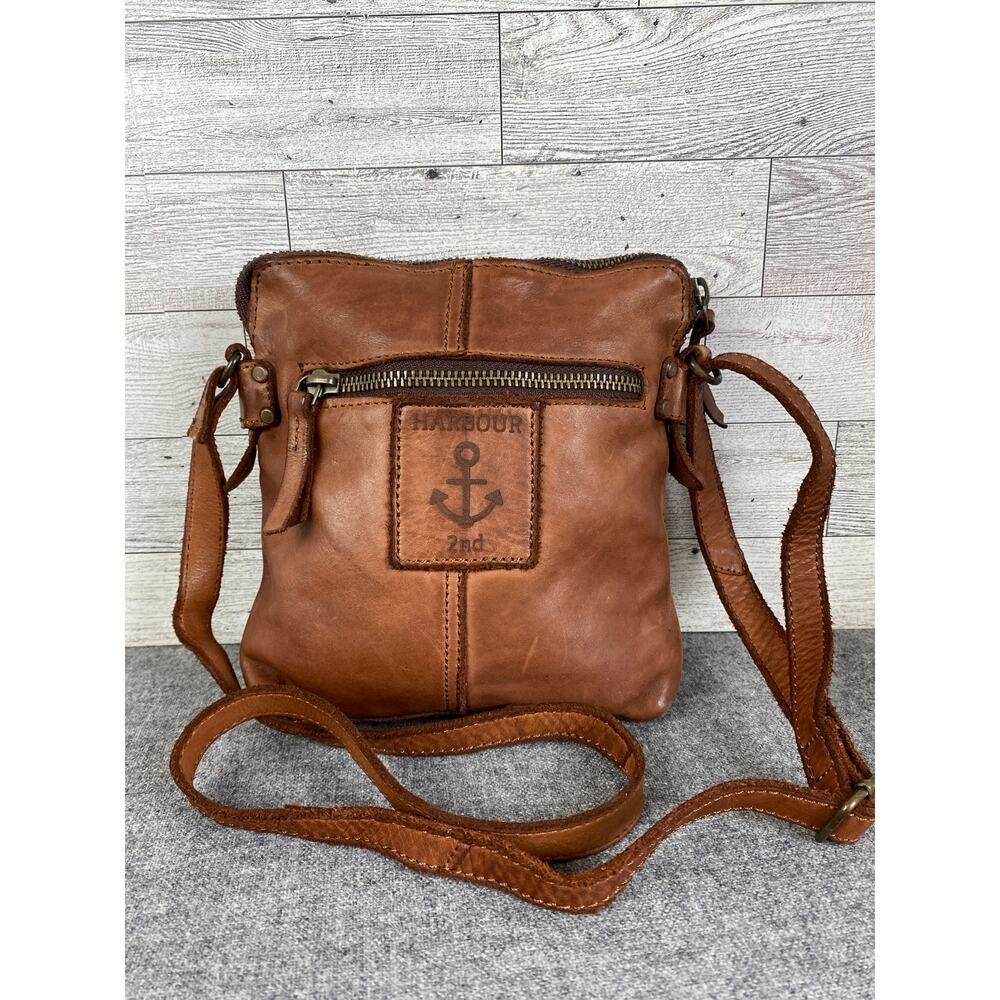 SHOULDER BAG Harbour 2nd Taliza Cognac LEATHER Crossbody Adjustable Strap - Picture 2 of 10